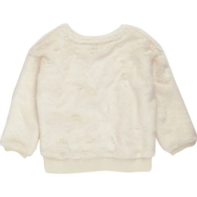Mini girls cream furry sweatshirt